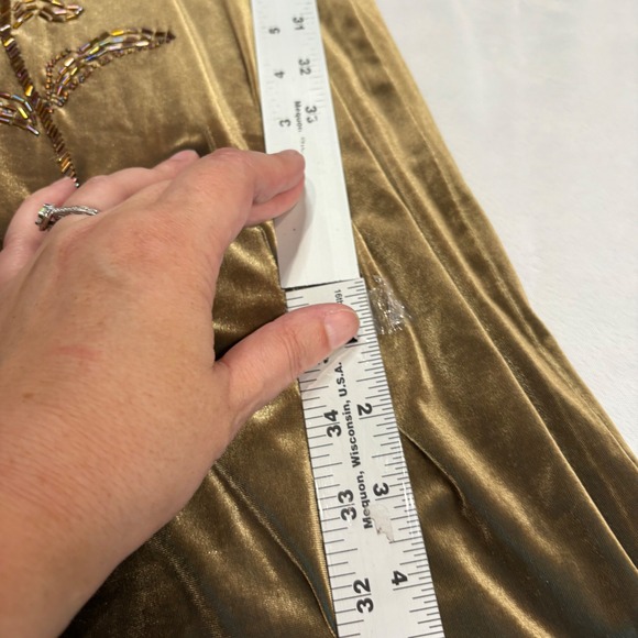 Vintage Y2K Donna Morgan Olive Green Velvet‎ Beaded Slip Dress - Picture 8 of 12